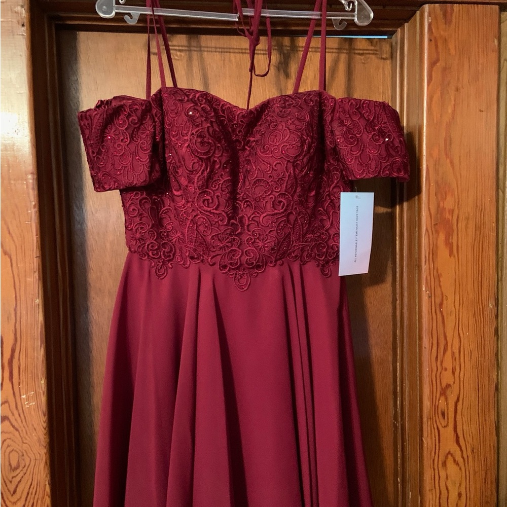 Elegant Burgundy Off-Shoulder Dress